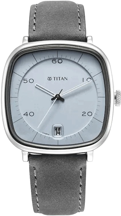 Titan Quartz Analog with Date Anthracite Dial Leather Strap Men's Watch, 1885SL01