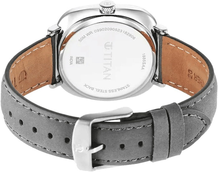 Titan Quartz Analog with Date Anthracite Dial Leather Strap Men's Watch, 1885SL01