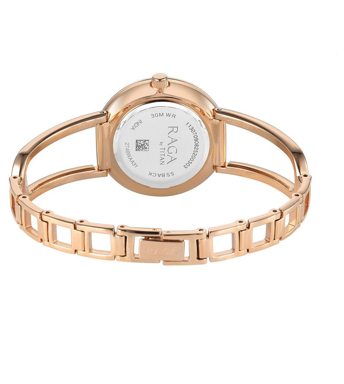Titan Raga Afterglow Quartz Analog Brown Dial Rose Gold Metal Strap Women's Watch, 2746WM01