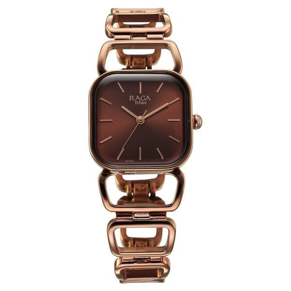 Titan Raga Ascend Quartz Analog Brown Dial With Brown Color Metal Strap Women's Watch, 2697QM02