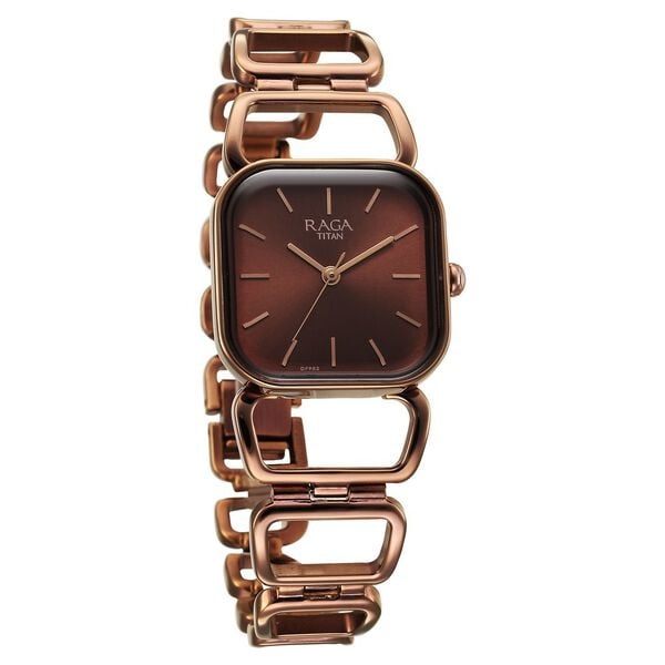 Titan Raga Ascend Quartz Analog Brown Dial With Brown Color Metal Strap Women's Watch, 2697QM02