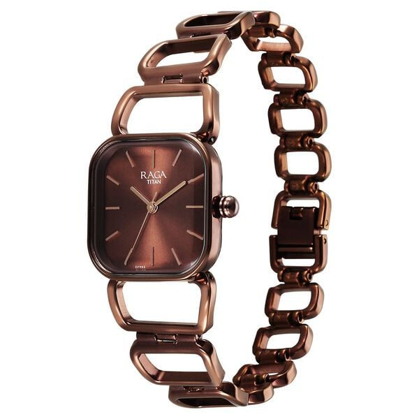 Titan Raga Ascend Quartz Analog Brown Dial With Brown Color Metal Strap Women's Watch, 2697QM02