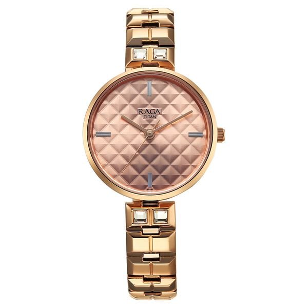 Titan Raga Contempore Quartz Analog Rose Gold Dial Metal Strap For Women's Watch, 2775WM01