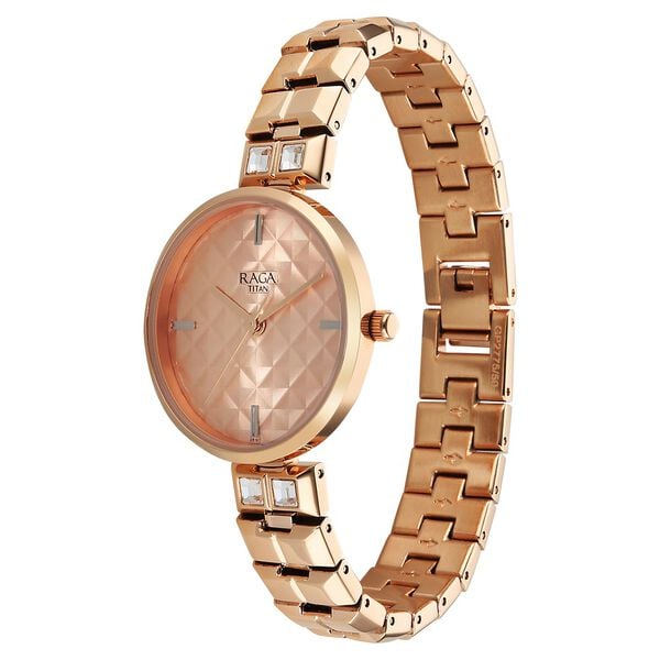 Titan Raga Contempore Quartz Analog Rose Gold Dial Metal Strap For Women's Watch, 2775WM01
