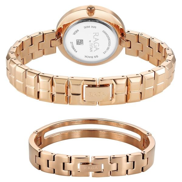 Titan Raga Contempore Quartz Analog Rose Gold Dial Metal Strap For Women's Watch, 2775WM01