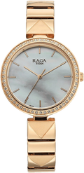 Titan Raga DEC Blaze Quartz Analog Mother of Pearl Dial Rose Gold Metal Strap Women's Watch, 2787WM01