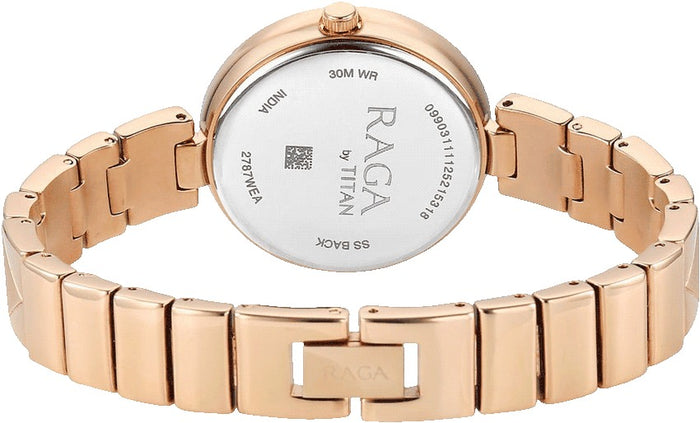 Titan Raga DEC Blaze Quartz Analog Mother of Pearl Dial Rose Gold Metal Strap Women's Watch, 2787WM01
