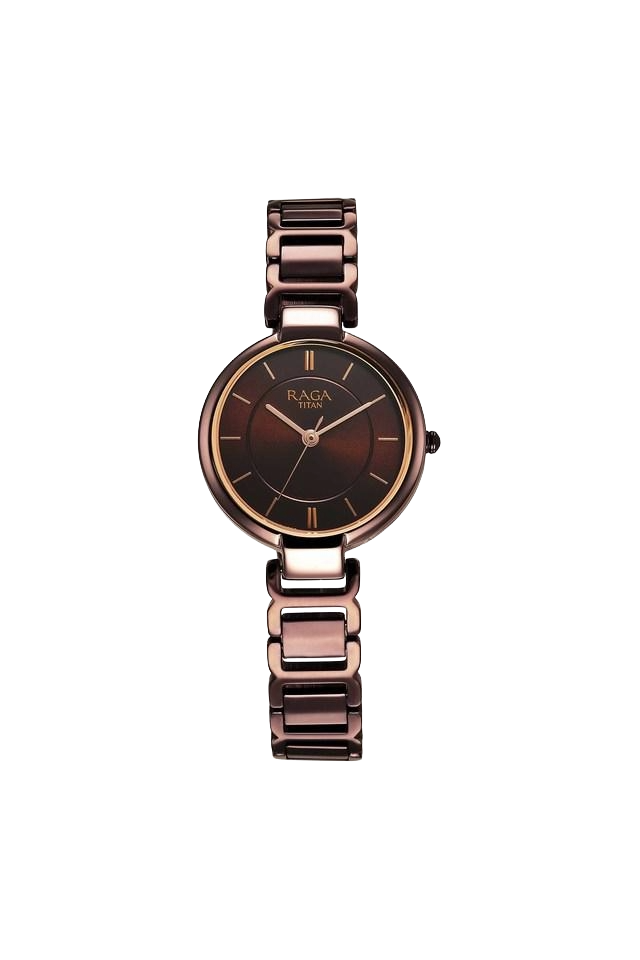 Titan Raga Delight Quartz Analog Brown Dial Brown Metal Strap Women's Watch, 2608QM02