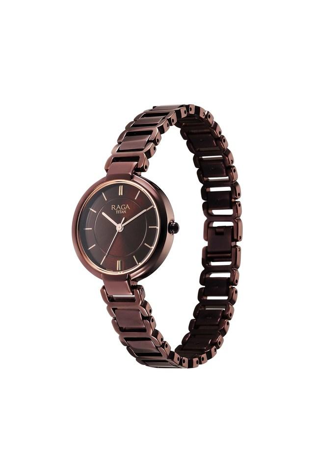 Titan Raga Delight Quartz Analog Brown Dial Brown Metal Strap Women's Watch, 2608QM02