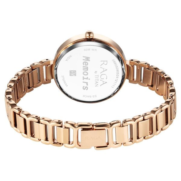 Titan Raga Memoirs Quartz Analog Burgundy Dial With Rose Gold Color Metal Strap Women's Watch, 2752WM01