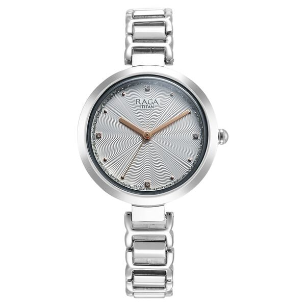 Titan Raga Memoirs Quartz Analog Silver Dial With Silver Color Metal Strap Women's Watch, 2752SM01