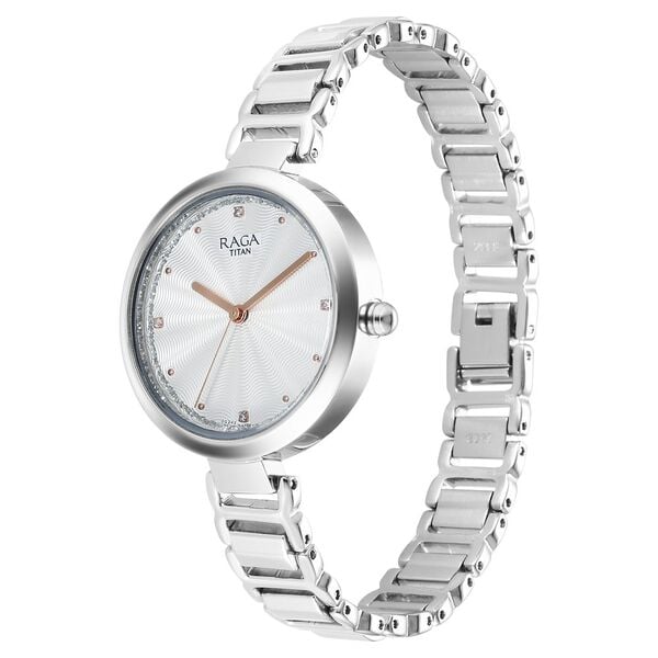 Titan Raga Memoirs Quartz Analog Silver Dial With Silver Color Metal Strap Women's Watch, 2752SM01