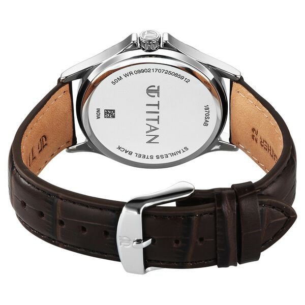Titan Raga Neo Arabic Analog with Day Date Beige Dial Brown Leather Strap for Men's Watch, 1870SL11
