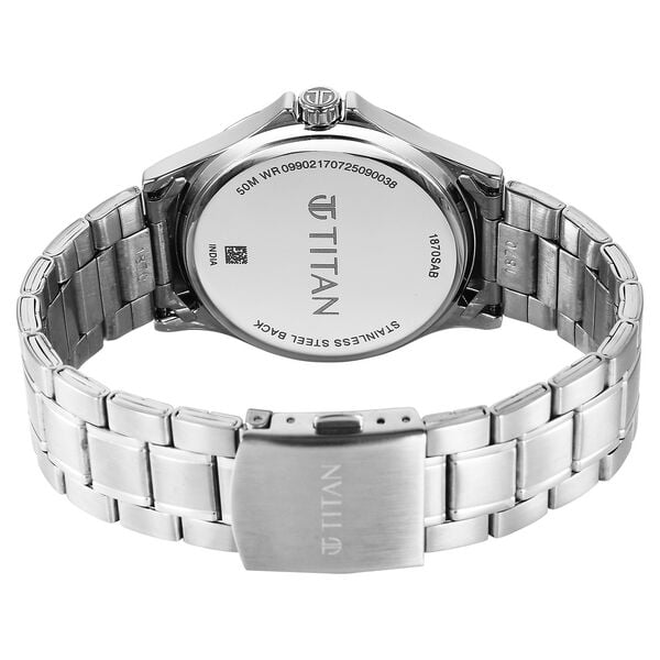 Titan Raga Neo Arabic Analog with Day Date Beige Dial Silver Stainless Steel Strap for Men's Watch, 1870SM06