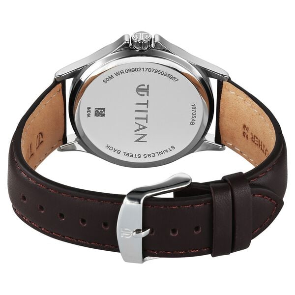 Titan Raga Neo Arabic Analog with Day Date Green Dial Brown Leather Strap for Men's Watch, 1870SL12
