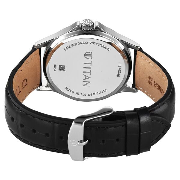 Titan Raga Neo Arabic Analog with Day Date Teal Blue Dial Black Leather Strap for Men's Watch, 1870SL10
