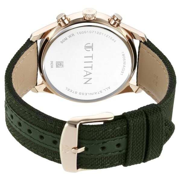 Titan Raga Neo Splash Green Dial Quartz Analog with Date Fabric Strap for Men's Watch, 1805WP01