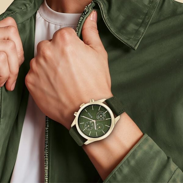 Titan Raga Neo Splash Green Dial Quartz Analog with Date Fabric Strap for Men's Watch, 1805WP01
