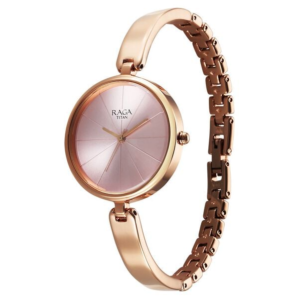 Titan Raga Showstopper Quartz Analog Pink Dial Metal Strap Women's Watch, 2772WM01