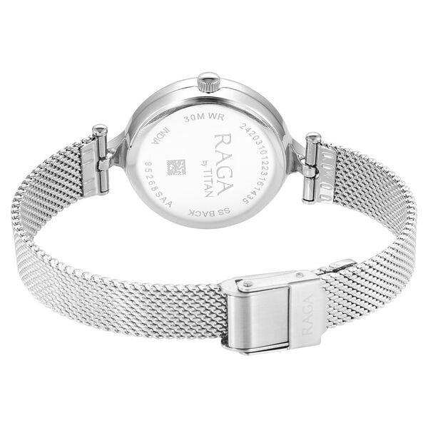 Titan Raga Showstopper Quartz Analog Pink Dial Silver Metal Strap Women's Watch, 95268SM01