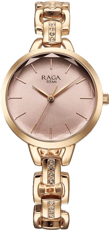 Titan Raga Showstopper Quartz Analog Rose Gold Dial Metal Strap Women's Watch, 95352WM01