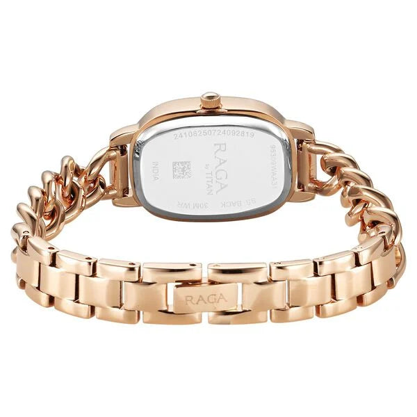 Titan Raga Showstopper Quartz Analog Rose Gold Dial Metal Strap Women's Watch, 95309WM01