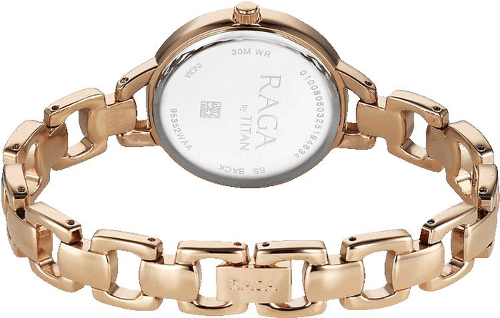 Titan Raga Showstopper Quartz Analog Rose Gold Dial Metal Strap Women's Watch, 95352WM01