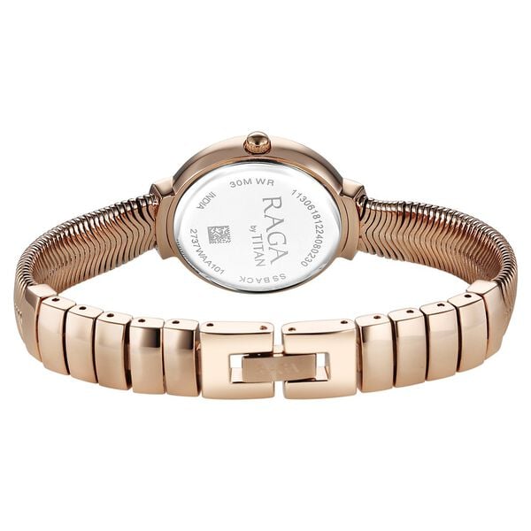 Titan Raga Viva Glam Quartz Analog Mother of Pearl Dial Stainless Steel Strap For Women's Watch, 2737WM01