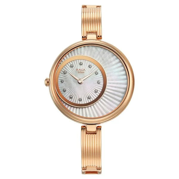 Titan Ranga Mother of pearl Dial Rose Gold Metal Strap Analog Women's Watch, 95224WM02