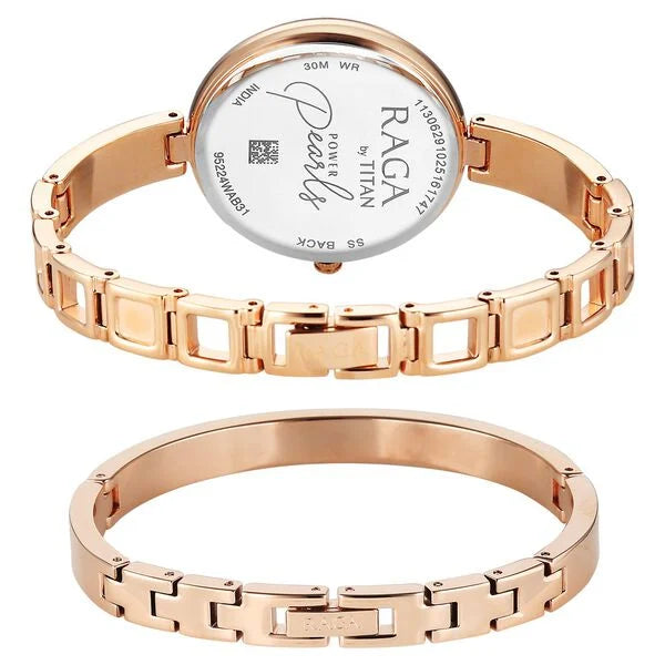 Titan Ranga Mother of pearl Dial Rose Gold Metal Strap Analog Women's Watch, 95224WM02