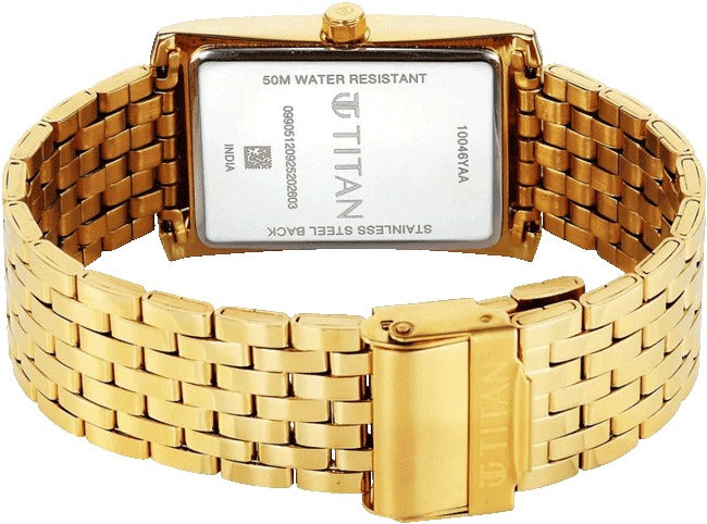 Titan Regalia Allure Analog with Date and Green Dial Yellow Gold Stainless Strap Men's Watch, 10046YM03