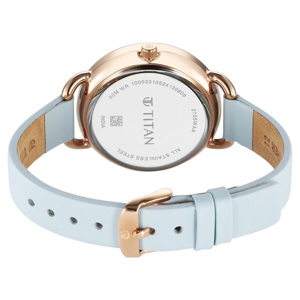 Titan Secluded Quartz Analog Gradient Mother of Pearl Dial Leather Strap Women's Watch, 2705WL01