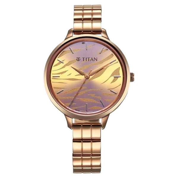 Titan Secluded Quartz Analog Rose Gold Dial Rose Gold Stainless Steel Strap Women's Watch, 2703WM01
