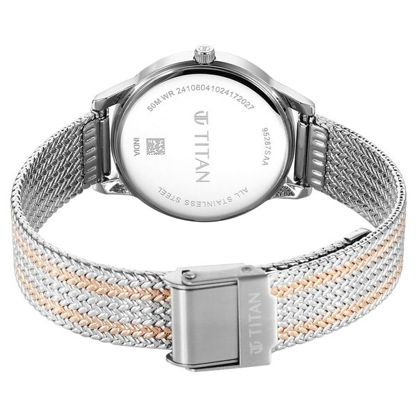 Titan Timeless Urban Quartz Analog Pink Dial Metal Strap Women's Watch, 95287KM01