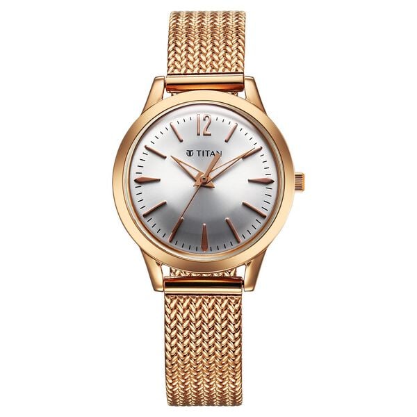 Titan Timeless Urban Quartz Analog Silver Dial Metal Strap Women's Watch, 95287WM01