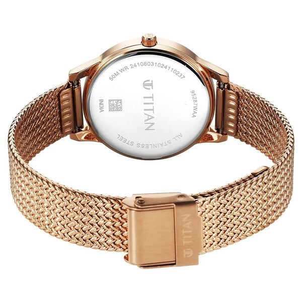 Titan Timeless Urban Quartz Analog Silver Dial Metal Strap Women's Watch, 95287WM01