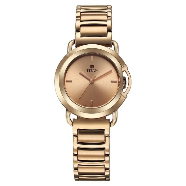 Titan Workmode Quartz Analog Rose Gold Dial Stainless Steel Strap Women's Watch, 95324WM01