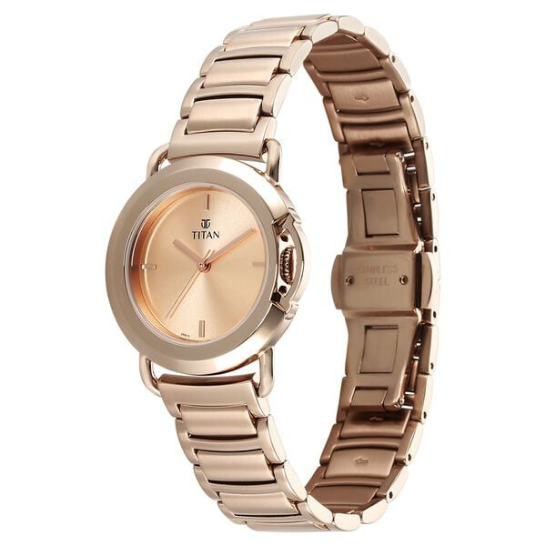 Titan Workmode Quartz Analog Rose Gold Dial Stainless Steel Strap Women's Watch, 95324WM01