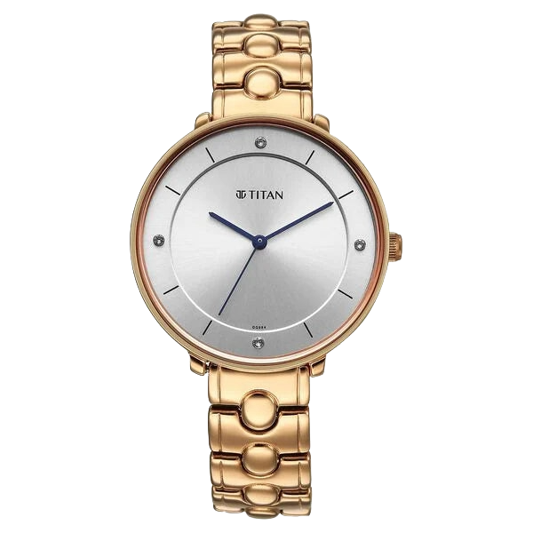 Titan Workwear Quartz Analog Grey Dial Rose Gold Colour Metal Strap Women's Watch, 2651WM11
