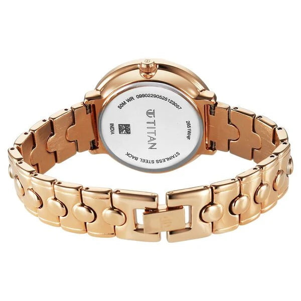 Titan Workwear Quartz Analog Grey Dial Rose Gold Colour Metal Strap Women's Watch, 2651WM11