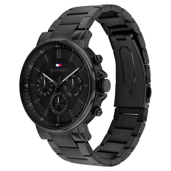 Tommy Hilfiger Multifunction Black Stainless Steel Strap for Men's Watch, TH1710590