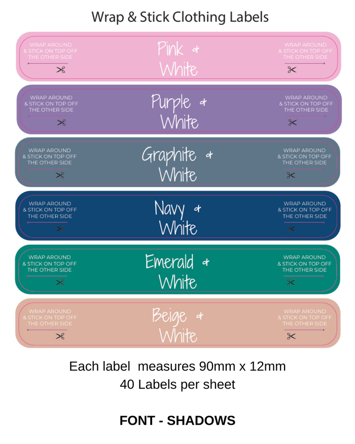 Wrap and Stick Clothing Name Labels - 40 Pack