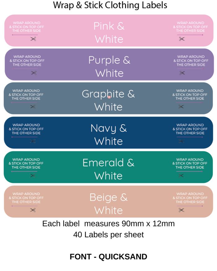 Wrap and Stick Clothing Name Labels - 40 Pack