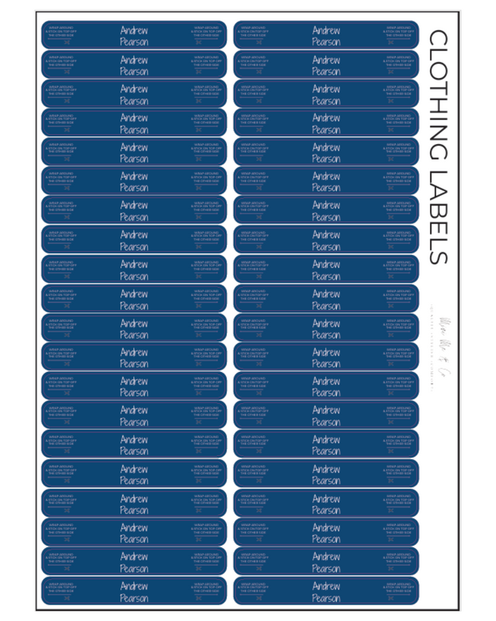 Wrap and Stick Clothing Name Labels - 40 Pack